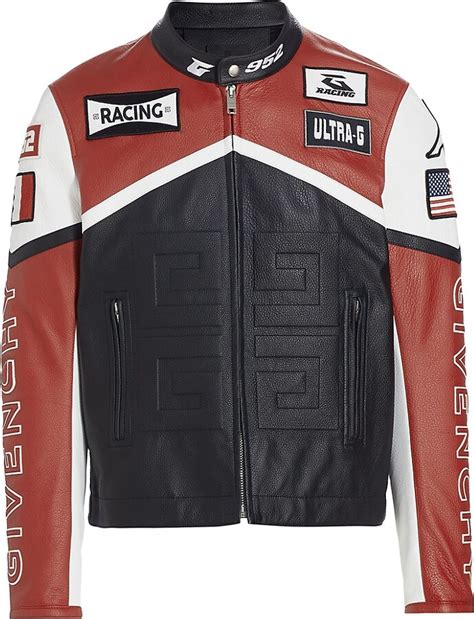 Shop Givenchy Leather Biker Logo Jacket 